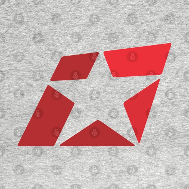 The Bold energetic and mobile Red Star Graphic in Negative Space Design Style. by GeeTee